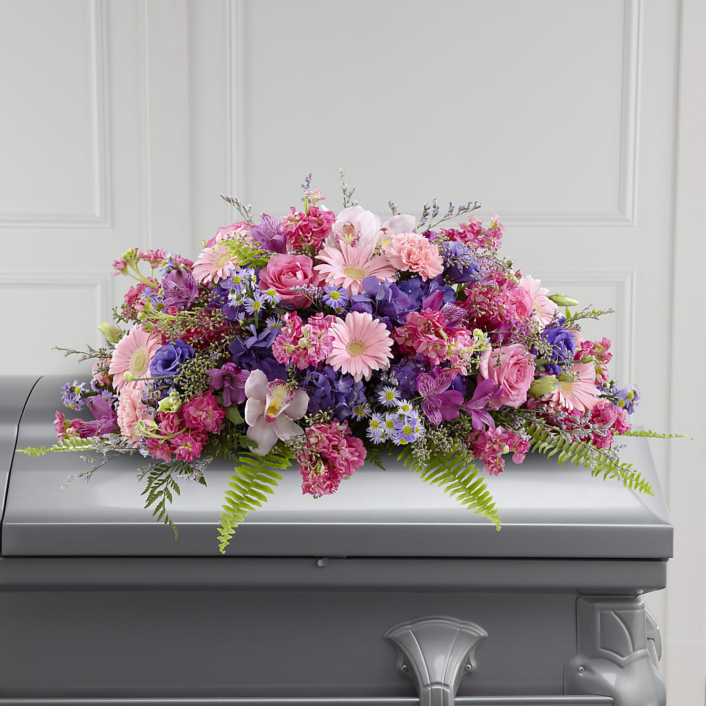 Glorious Garden Casket Spray – Fairy Queen Floral, Madera CA