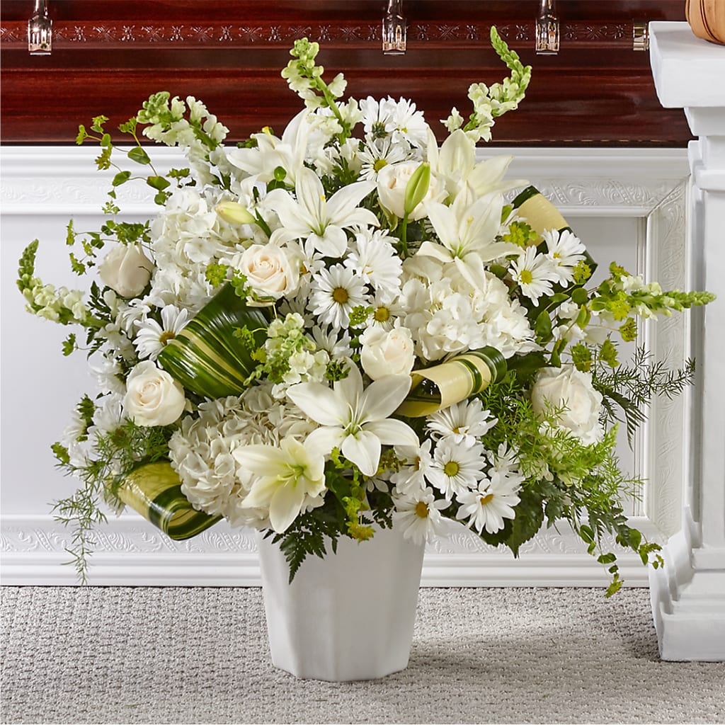 Thoughts of Tranquility Floor Basket – Fairy Queen Floral, Madera CA