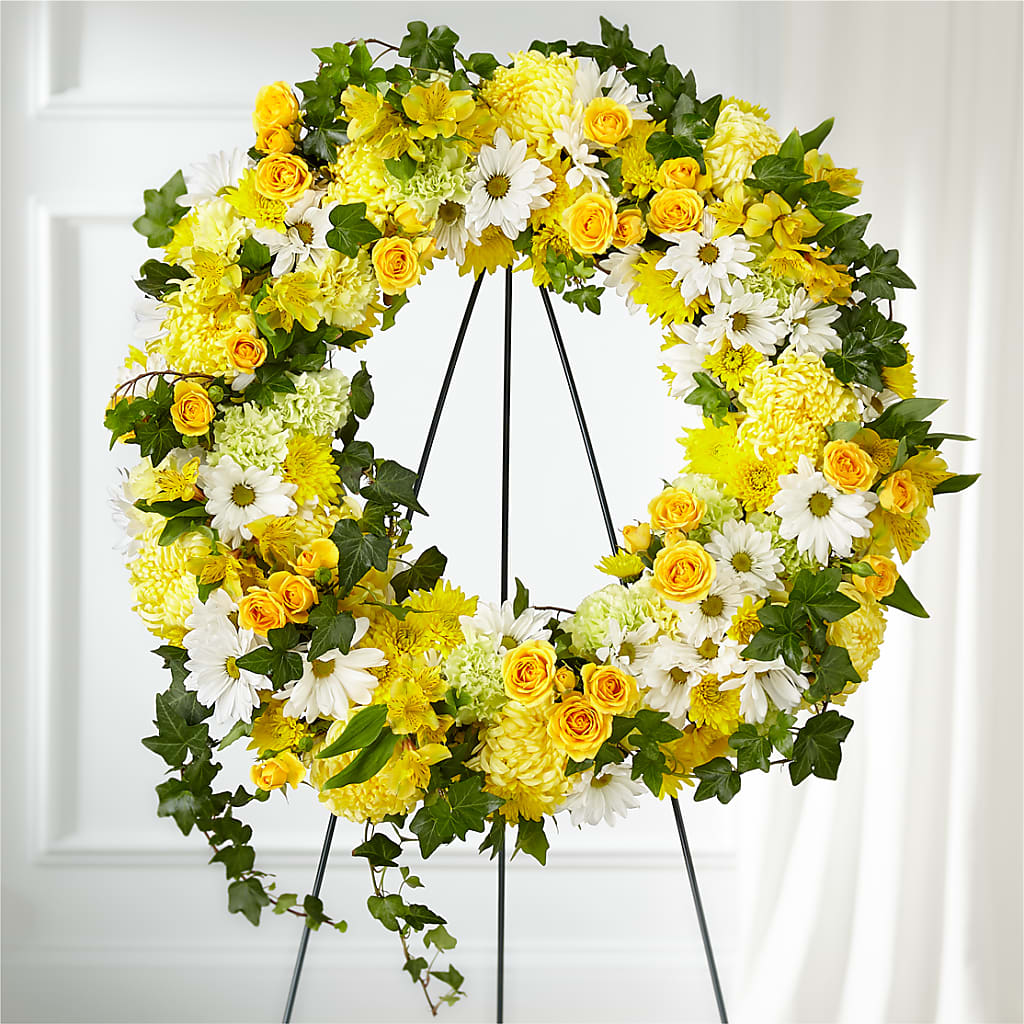Golden Remembrance Wreath – Fairy Queen Floral, Madera CA