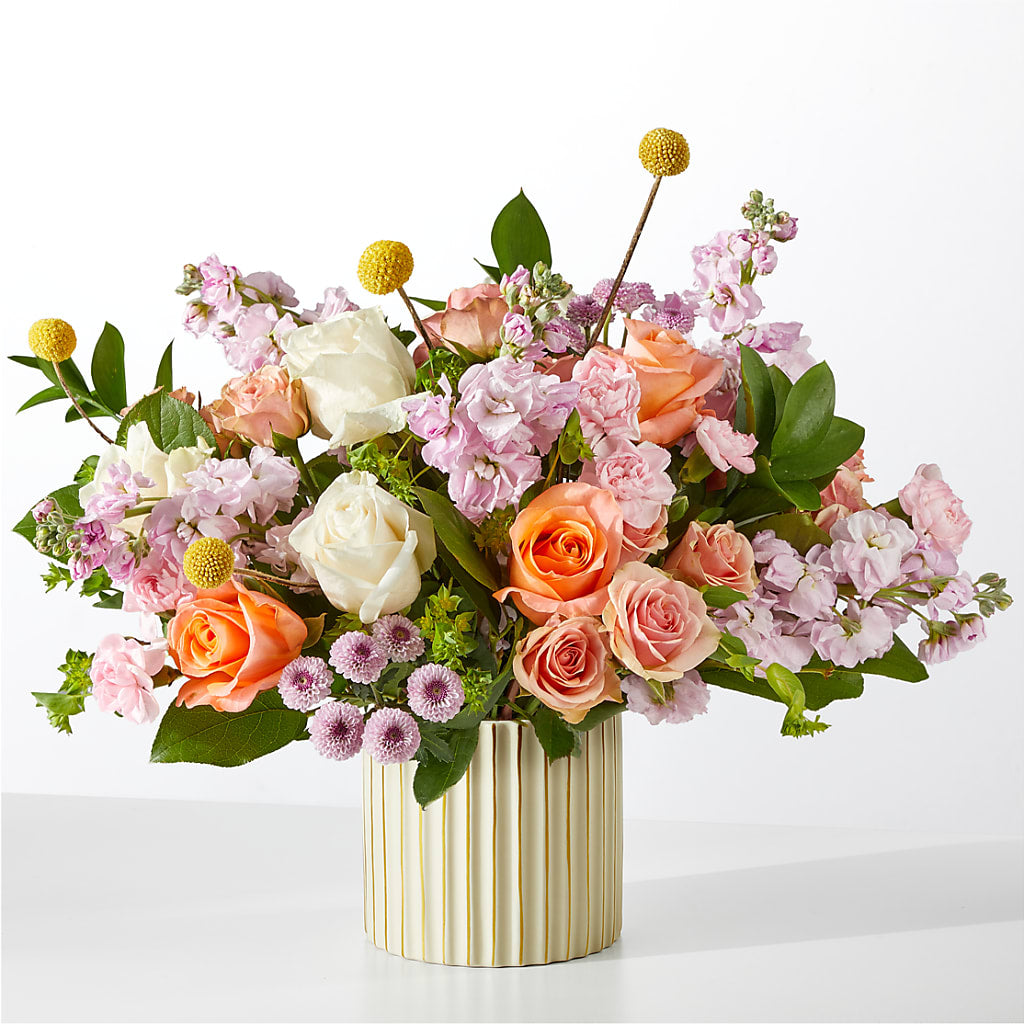 French Market Bouquet with Ivory Vase – Fairy Queen Floral, Madera CA