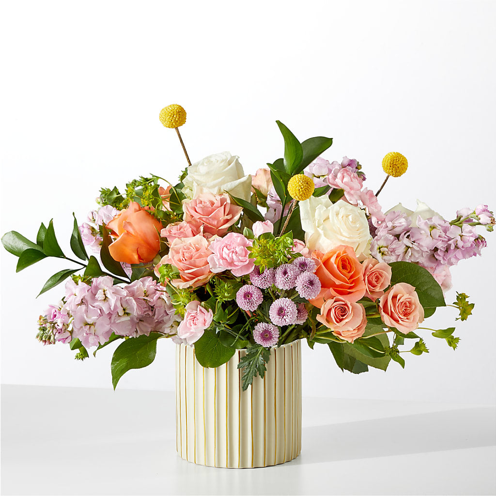 French Market Bouquet with Ivory Vase – Fairy Queen Floral, Madera CA