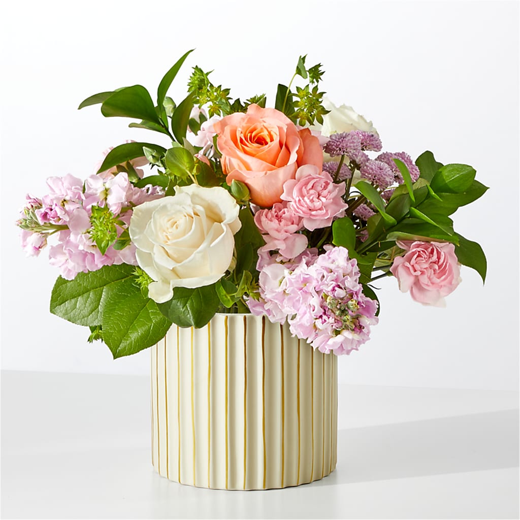 French Market Bouquet with Ivory Vase – Fairy Queen Floral, Madera CA