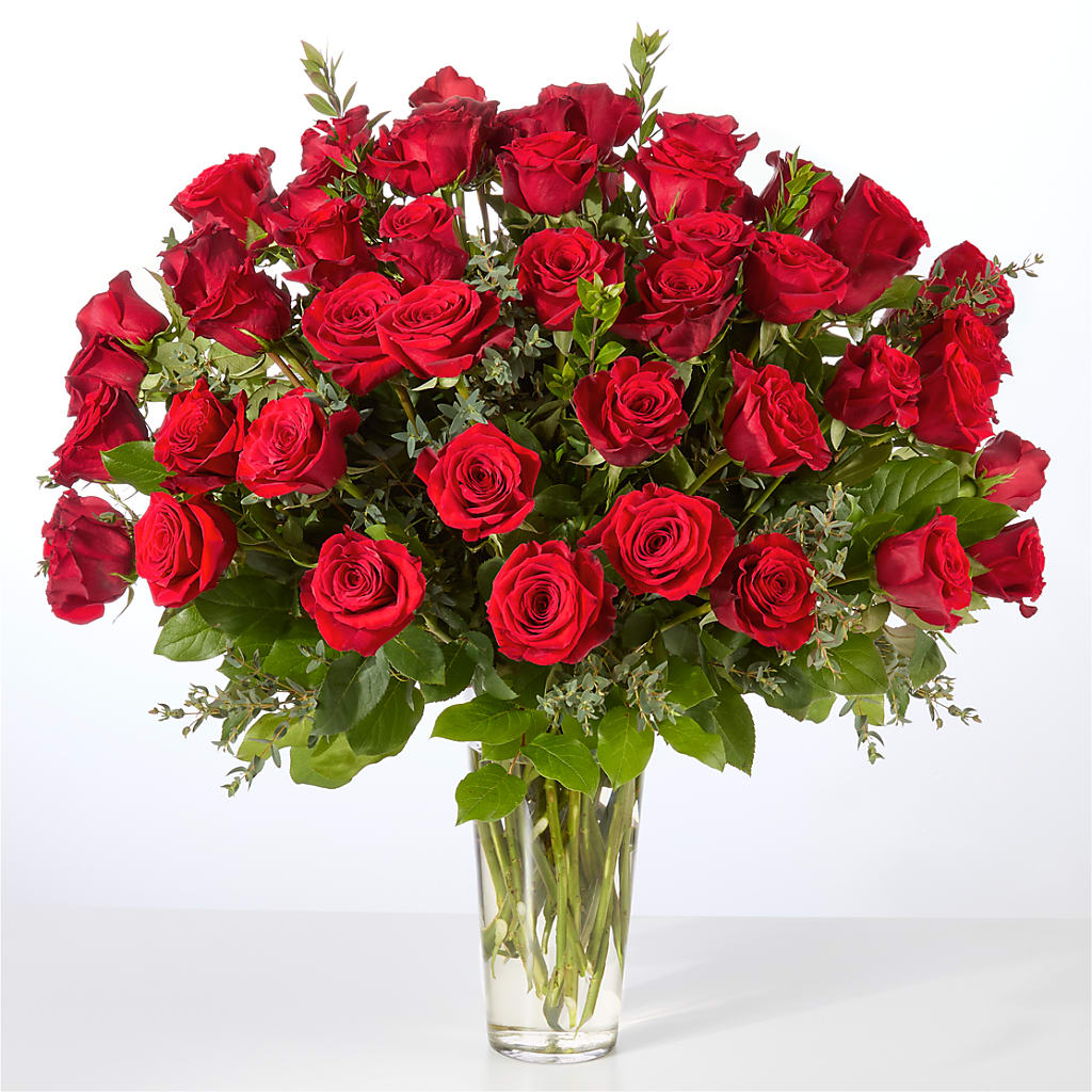 Forever Yours Fifty Stem Red Rose Bouquet – Fairy Queen Floral, Madera CA