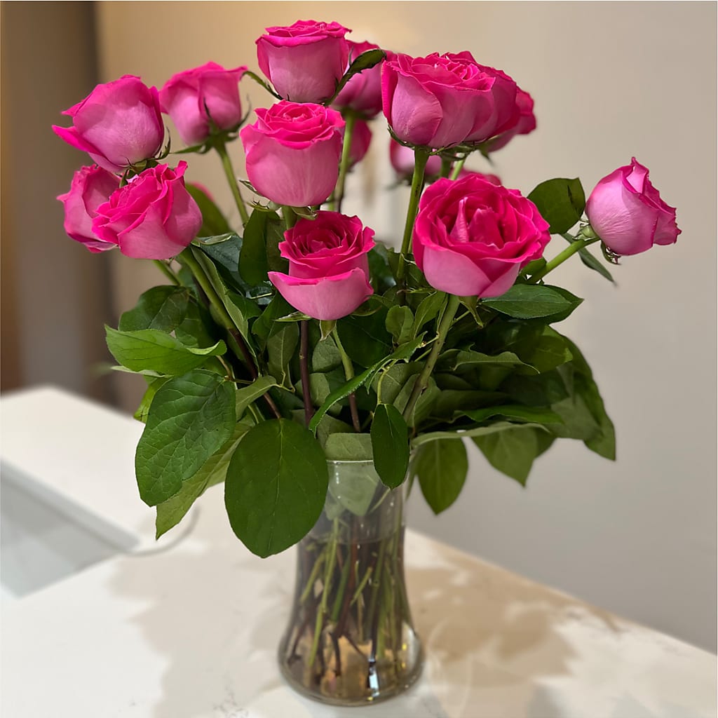 Long Stem Pink Rose Bouquet –  Fairy Queen Floral, Madera CA