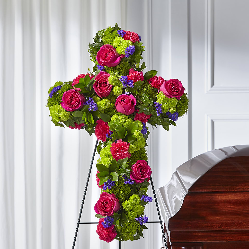 Tribute Rose Floral Cross –  Fairy Queen Floral, Madera CA