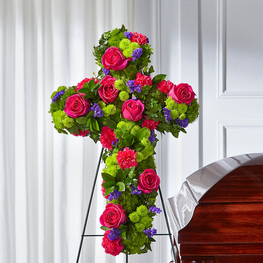 Tribute Rose Floral Cross –  Fairy Queen Floral, Madera CA