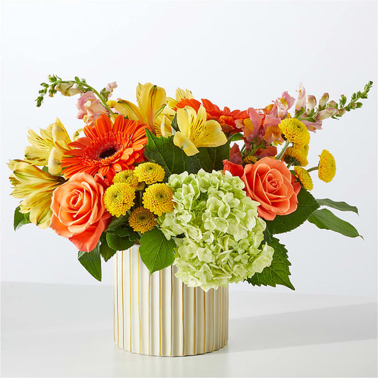 Autumn Sunshine Bouquet with Ivory Vase –  Fairy Queen Floral, Madera CA