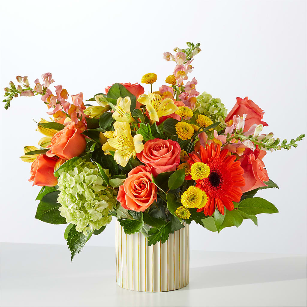 Autumn Sunshine Bouquet with Ivory Vase –  Fairy Queen Floral, Madera CA