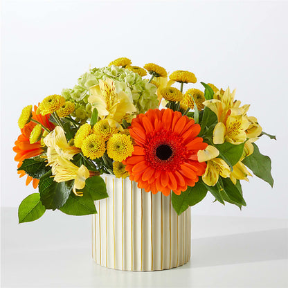 Autumn Sunshine Bouquet with Ivory Vase –  Fairy Queen Floral, Madera CA