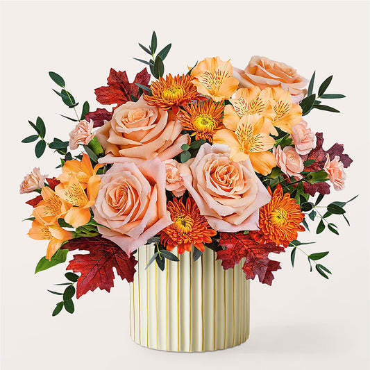 Spiced Latte Bouquet with Ivory Vase –  Fairy Queen Floral, Madera CA