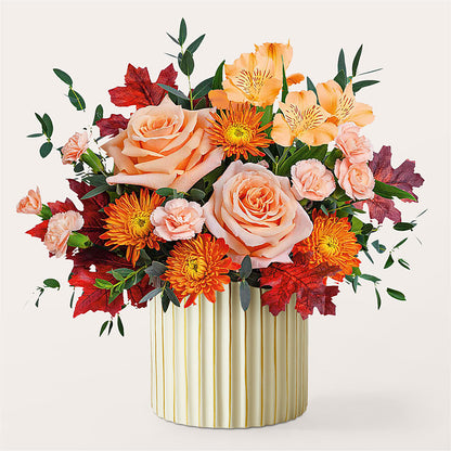 Spiced Latte Bouquet with Ivory Vase –  Fairy Queen Floral, Madera CA