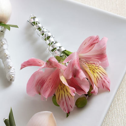 Pink Peruvian Lily Boutonniere –  Fairy Queen Floral, Madera CA