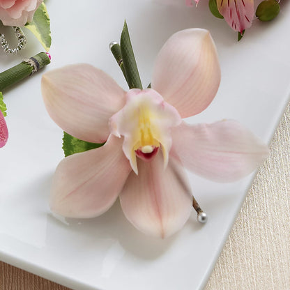 Pink Cymbidium Boutonniere –  Fairy Queen Floral, Madera CA