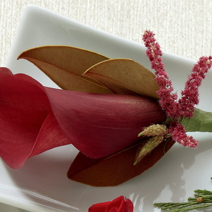 Red Calla Boutonniere –  Fairy Queen Floral, Madera CA