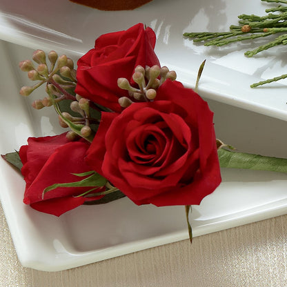 Red Spray Rose Boutonniere –  Fairy Queen Floral, Madera CA