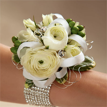 White Wedding Corsage –  Fairy Queen Floral, Madera CA